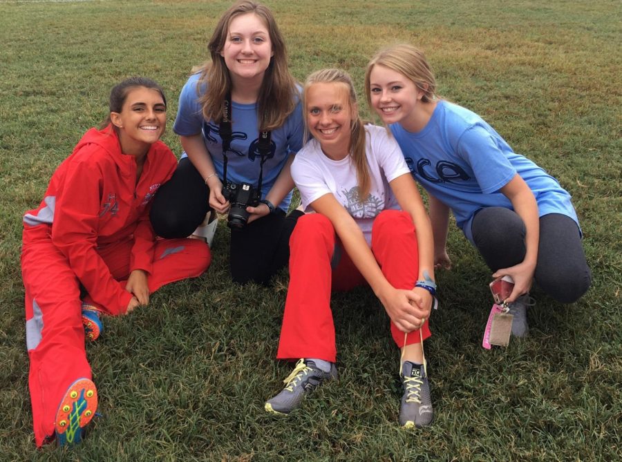 Juniors Macy Kopp, from left, Laurent Tiffin, Emily Harris, Kelsie Satterfield attend FCA meeting every Wednesday