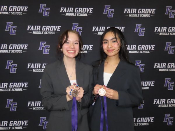  Josefina Brown and Lewen Faith Wilson won fourth place at the Fairgrove invitational for duo interpretation.
