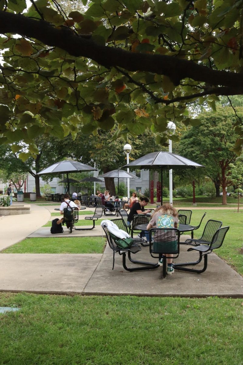 Missouri State University students sit together to work on class projects. On the outside, they are normal, a part of the scene; only on the inside can one understand just how brave each person has been.